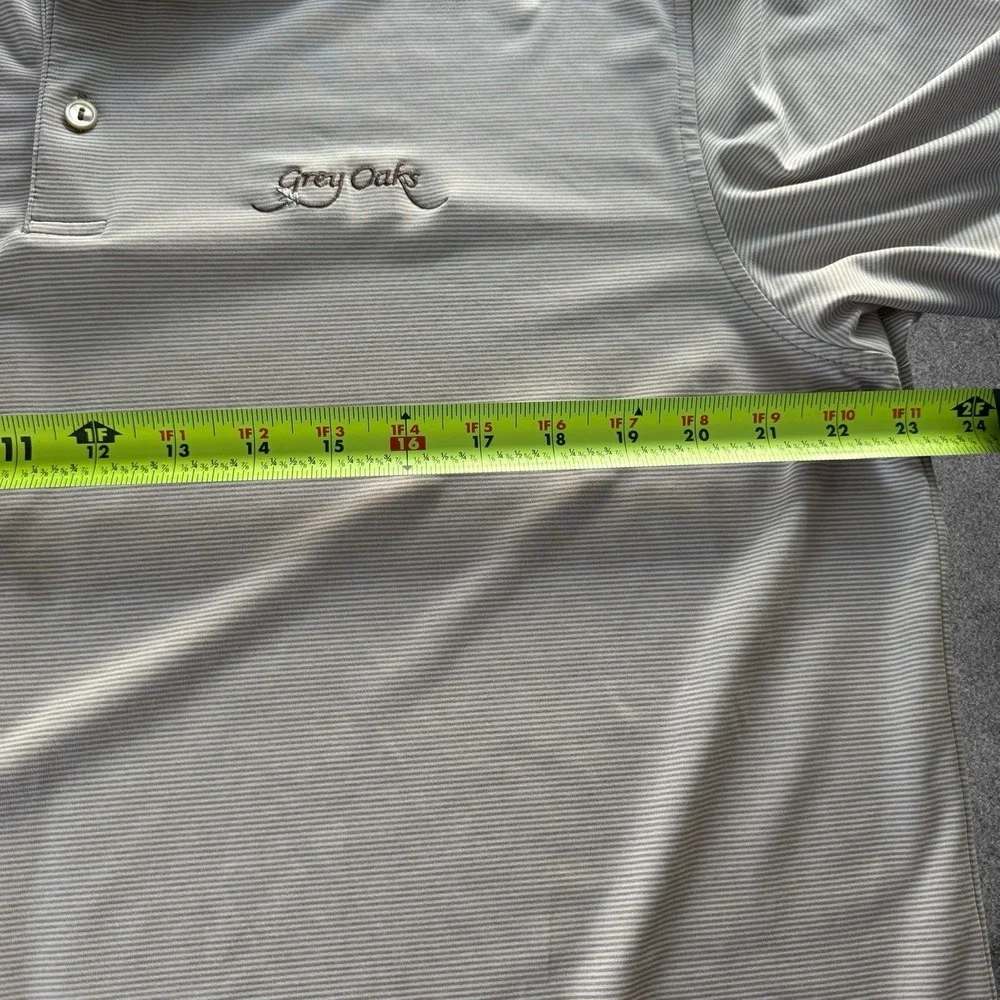 Peter Millar Polo Shirt Men Large Beige Striped Perf Golf Stretch Short Sleeve L